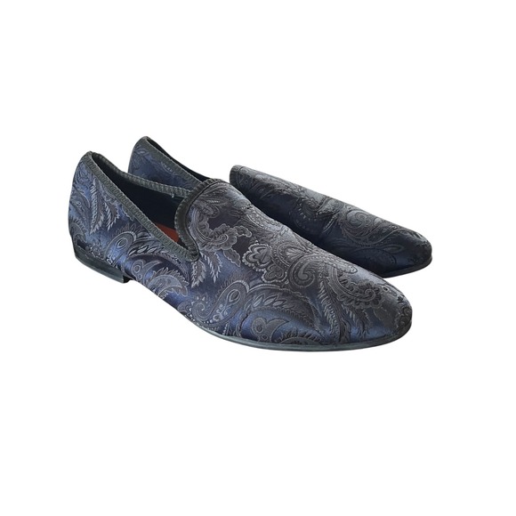 TALLIA Other - Tallia Enrico Mens 9M Navy Blue Jacquard Paisley Smoking Slipper Loafers
